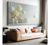 Impression sur Toile Decoration Murale Peinture 3D géométrie espace floral abstrait 100x50 cm Tableau Artistique pour salle de bain chambre salon poster Décor Muraltoile unframed