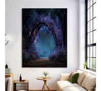 Impression Sur Toile Decoration Murale Peinture 50X70Cm Tableaux Art Décoratif Muraux Décoration Chambre - Sans Cadre Peinture - Forêt Étoilée - Bleu Profond - Paysage De Rêve