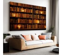 Impression sur Toile Decoration Murale Peinture Bibliothèque Ancienne Fantastique Bougie 120x90 cm Tableau Artistique pour salle de bain chambre salon poster Décor Muraltoile unframed