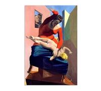 Impression sur Toile Decoration Murale Peinture La Sainte Vierge châtie l'Enfant Jésus Tableaux Max Ernst Reproduction sur Toile Art Contemporain pour Salon Chambre Salle de Bains 75x50cm poster