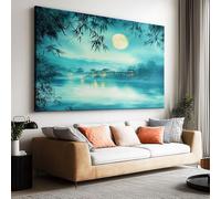 Impression sur Toile Decoration Murale Peinture Paysage Chinois Ville Ancienne 120x80 cm Tableau Artistique pour salle de bain chambre salon poster Décor Muraltoile unframed