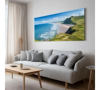 Impression sur Toile Decoration Murale Peinture Paysage Naturel Montagne Vague 120x90 cm Tableau Artistique pour salle de bain chambre salon poster Décor Muraltoile unframed