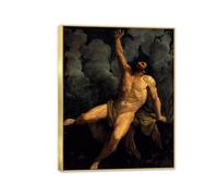 Impression sur Toile Decoration Murale Peinture Reproductions de Tableaux Hercule sur le bûcher Célèbres Décoratif Muraux Décoration Salon Chambre Bureau Guido Reni80x60cm(31x24in)Cadre doré