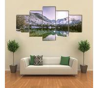 Impression sur toile - Décoration murale pour salon et chambre tableaux decoratifs muraux,L’hiver au bord d’un lac dans les Alpes italiennes,accroche tableau sans percer,accroche tableau，125x60cm