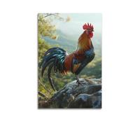 Impression sur toile décorative avec inscription « Look Away from The Big Rooster » (50 x 75 cm)