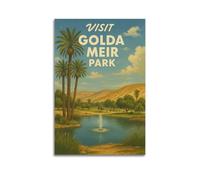 Impression sur toile décorative sur toile de l'oasis de Golda Meir Park - Décoration murale moderne pour chambre à coucher - 40 x 60 cm