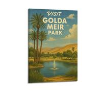 Impression sur toile décorative sur toile de l'oasis de Golda Meir Park - Décoration murale moderne pour chambre à coucher - 50 x 75 cm