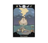 Impression sur toile décorative sur toile Tarot Major Arcana The Tower - Nuage noir - Abeille sous la foudre - Décoration murale moderne pour chambre à coucher - 20 x 30 cm