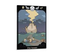 Impression sur toile décorative sur toile Tarot Major Arcana The Tower - Nuage noir - Abeille sous la foudre - Décoration murale moderne pour chambre à coucher - 20 x 30 cm