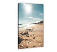 Impression sur toile d'empreintes de pas sur la plage - Décoration murale pour salon, chambre à coucher - 60 x 90 cm