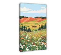 Impression sur toile des prairies de l'Île-du-Prince-Édouard - Décoration murale pour salon, chambre à coucher - 40 x 60 cm