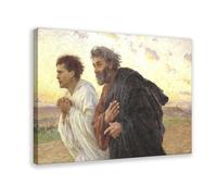 Impression sur toile « Disciples Peter and John Running To The Tomb On The Morning Of The Resurrection » - Décoration murale pour chambre à coucher, bureau, chambre - Cadre cadeau - 40,6 x 61 cm