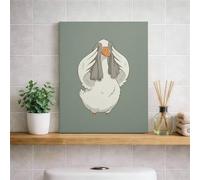 Impression sur toile drôle d'oie - Oiseau vert et gris - Décoration d'intérieur printanière pour salon, chambre à coucher, salle de bain, bureau - Esthétique fantaisiste - 20,3 x 25,4 cm
