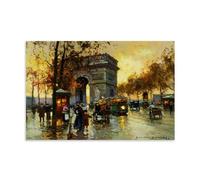 Impression sur toile Edouard Cortes Painter Works (vue sur l'arche de triomphe) - Décoration murale moderne pour chambre à coucher - 20 x 30 cm