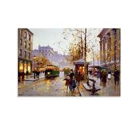 Impression sur toile Edouard Cortes - Œuvres de peintre (Place de la Madeleine) - Décoration murale - Cadeau - Décoration d'intérieur - 20 x 30 cm