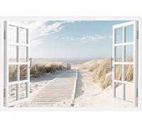 Impression sur toile effet fenêtre 3D,Décoration murale,Paysage de mer,Impression sur toile pour chambre à coucher, salon, salle de bain, bureau, décoration d'intérieur,91.4 cm de largex61 cm de haut