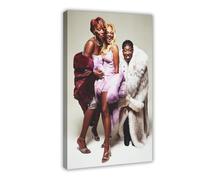 Impression sur toile emblématique des années 90 Vogue - Mary J. Blige, Lil' Kim et Missy Elliott - Décoration de chambre à coucher, bureau, cadeau (50 x 75 cm)