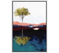 Impression sur toile encadr e SIGNFORD, art mural, arbre vert sur montagne, reflet, illustrations abstraites de nature sauvage, art moderne, pays