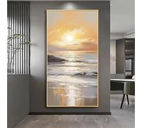 Impression sur toile encadrée - Affiche abstraite avec coucher de soleil sur l'océan « Un avenir radieux » - Décoration murale pour la maison ou le bureau, 60 x 120 cm (24 x 47 pouces)