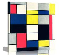 Impression sur toile encadrée de Piet Mondrian Composition A par Piet Mondrian - Décoration murale à suspendre - Grand format - 86 x 86 cm