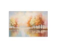 Impression sur toile encadrée forêt d'automne paysage de lac d'arbres et de lacs prête à être accrochée
