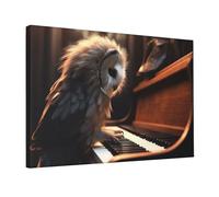 Impression sur toile encadrée - Motif hibou - Motif piano - Décoration moderne prête à être accrochée - Pour salon, chambre à coucher, bureau - 45,7 x 30,5 cm