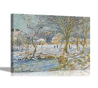 Impression sur toile encadrée « The Pond Snow Effect » par Claude Monet - Tableau Peinture sur Toile - Décoration murale encadrée à suspendre - 60 x 40 cm