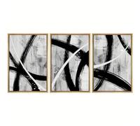 Impression sur Toile Ensemble D'Art Mural Noir Gris Blanc Traits de Peinture Géométriques Formes Abstraites Art Salon Chambre à Coucher Décoration Bureau-50*70Cm (20*27 Pouces)*3 Pièces Sans Cadre