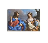 Impression sur toile Esús Y La Samaritana En El Pozo par Guercino Décoration murale moderne 30 x 45 cm