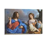 Impression sur toile Esús Y La Samaritana En El Pozo par Guercino - Impression sur toile - Décoration murale - Idée photo à suspendre - 20 x 30 cm