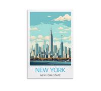 Impression sur toile État de New York - Décoration murale moderne - Poster décoratif - 30 x 45 cm