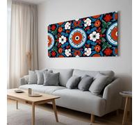 Impression sur Toile Formes Géométriques Fleurs Feuilles Tableau Peinture Affiche Decoration, Murale Motifs Cachemire Image sur Toile Decoration Murale Salon Chambre Couloir Sans Cadre 120 x 80 cm