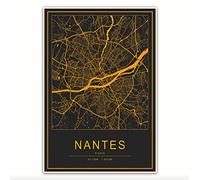 Impression Sur Toile France Nantes Ville Cartes Toile Peintures Carte Affiches Vintage Art Prints Décoration De La Maison Cadeau Salon Chambre Décoration Murale Cadeau, Comme Indiqué, 30X40Cm San