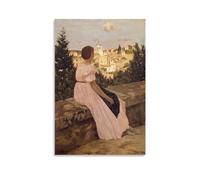 Impression sur toile Frederic Bazille « The Pink Dress » - Décoration murale - Cadeau d'intérieur moderne - 40 x 60 cm
