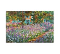 Impression sur toile « Garden At Giverny Irises » de Claude Monet pour chambre d'adolescent - Décoration murale sans cadre - 60 x 90 cm