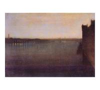 Impression sur toile giclée de qualité musée - Nocturne en gris et or, pont de Westminster par James Abbot McNeill Whistler - 127 x 101,6 cm | Encres d'archives sur toile en polycoton | Parfaite pour