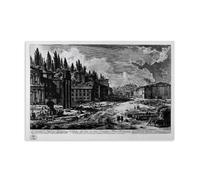Impression sur toile Giovanni Battista Piranesi - Vue du site où était l'ancien forum romain - Décoration murale moderne pour chambre à coucher - 50 x 75 cm