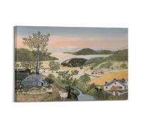 Impression sur toile « Grandma Moses Great Works of Art House by The River » - 60 x 90 cm