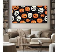 Impression Sur Toile Halloween Citrouille Tableau Decoration Murale Salon 80x160 cm 1 Pièce Tableau Decoration Murale Dessin Animé Crâne Peinture Sur Toile Chambre, Sans Cadre