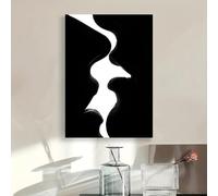 Impression sur toile HD représentant un couple s'embrassant, art mural abstrait moderne en noir et blanc, décoration pour la maison, le salon, la chambre à coucher, l'entrée, 20 x 30 cm, sans cadre