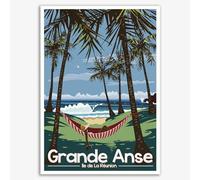 Impression sur Toile Île De La Réunion Française Vacances Vintage Voyage Affiches Impression Toile Peintures Ville pour Salon Décor À La Maison Mur Art Photos, 15X20Cm sans Cadre