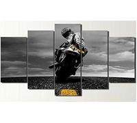 Impression sur Toile Image 5 Pieces Tableaux 150x80 cm,Valentino Rossi Moto Murals Absorption Acoustique Tableau Decoration