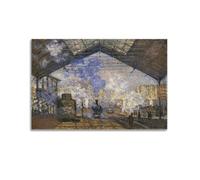 Impression sur toile imprimée Claude Monet La Gare Saint Lazare - Décoration murale moderne - 60 x 90 cm