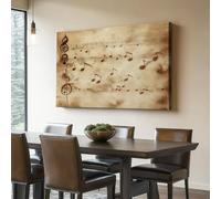 Impression sur Toile Intissé 1 Pièce Rétro Éléments musicaux Partition Notes - Tableau Décoration Appartement Brun Sans cadre Photo Peinture - Décoration murale pour salon et chambre 150L x 50l cm