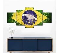 Impression Sur Toile Intissee 5 Parties Drapeau Du Brésil Tableaux Decoration Murale Photo Image Artistique Photographie Graphique Impression Sur Toile De Peinture 5 Pièces (Avec Cadre-25524254158728
