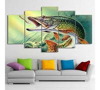 Impression Sur Toile Intissee 5 Parties Hameçon Brochet Tableaux Decoration Murale Photo Image Artistique Photographie Graphique Impression Sur Toile De Peinture 5 Pièces 100×55 Cm Art Mural -7O8V-D7O