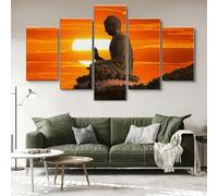 Impression sur Toile intissee 5 Parties Tableau Tableaux Decoration Murale Photo Image Artistique Photographie,tableau 5 parties Statue du Bouddha Tian Tan à Hong Kong cadre,tableau xxl 200x100cm