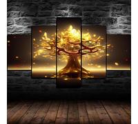 Impression sur Toile intissee 5 Parties Tableau Tableaux Decoration Murale Photo Image Artistique Photographie Graphique,tableau 5 parties arbres forestiers cadre,tableau xxl arbre de la vie 200x100cm