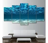 Impression sur Toile intissee 5 Parties Tableau Tableaux Decoration Murale Photo Image Artistique Photographie Graphique,tableau 5 parties Bleu Océan Poster Piscine Sport cadre,tableau xxl 200x100cm