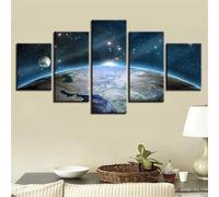 Impression sur Toile intissee 5 Parties Tableau Tableaux Decoration Murale Photo Image Artistique Photographie Graphique,tableau 5 parties Planète Terre Paysage De L’espace cadre,tableau xxl 200x100cm